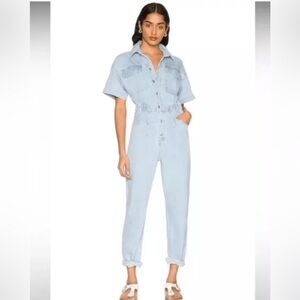 FREE PEOPLE x We The Free Marci Denim Jumpsuit in Clear Skies, Size MEDIUM